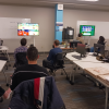 Students play video games. 