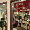 Resource Center and fabric sign with "Music is the Universal Language."