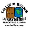 Lillie M Evans Library District, Princeville, Illinois, www.lmelibrary.org, brown door and world drawing