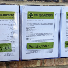 Flyers translated into Spanish, Polish, and Arabic. 