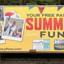 Billboard with text promoting summer fun