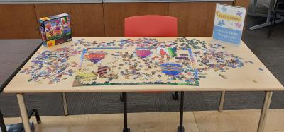 Puzzle table in Galvin Library
