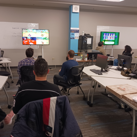 Students play video games.