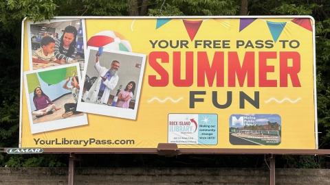 Billboard with text promoting summer fun