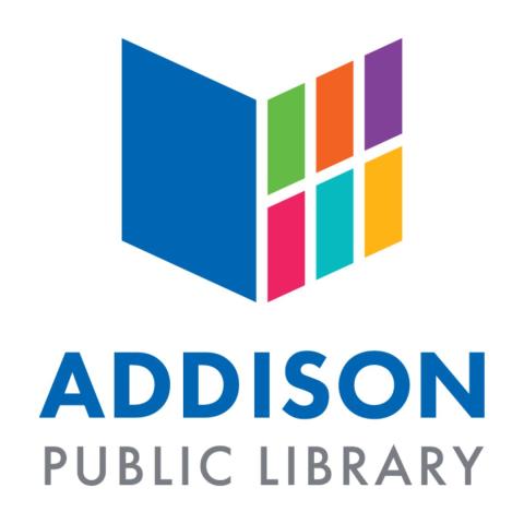 Addison Public Library colorful book logo