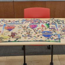 Puzzle table in Galvin Library